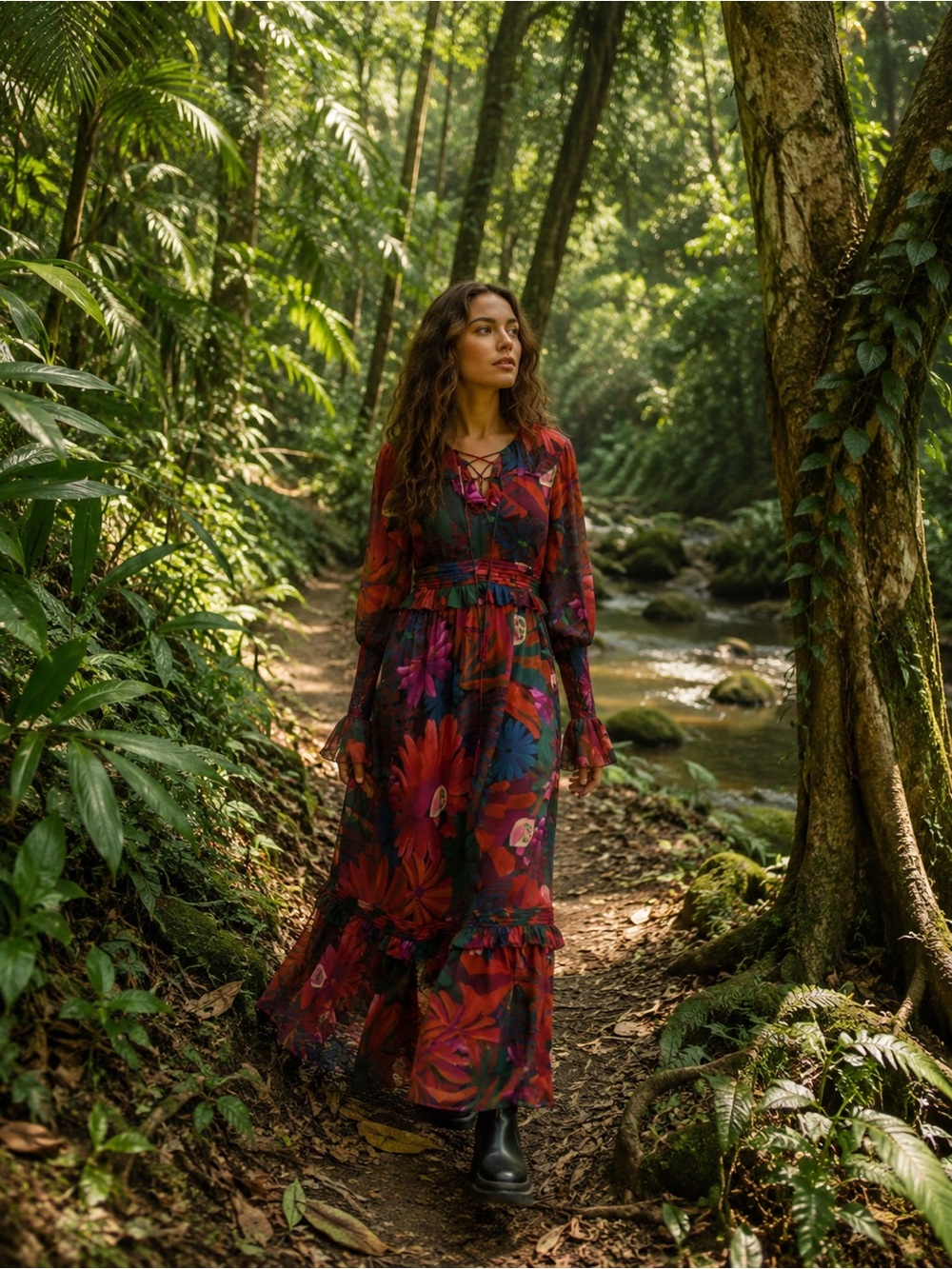 farm rio bird flowers maxi dress